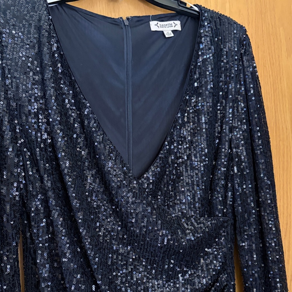 NWT Nanette Lapore Midnight Sequin Long Sleeve Dress - Picture 3 of 6